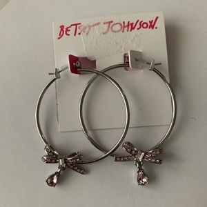 New Betsey Johnson Bow Medium Hoop Earrings